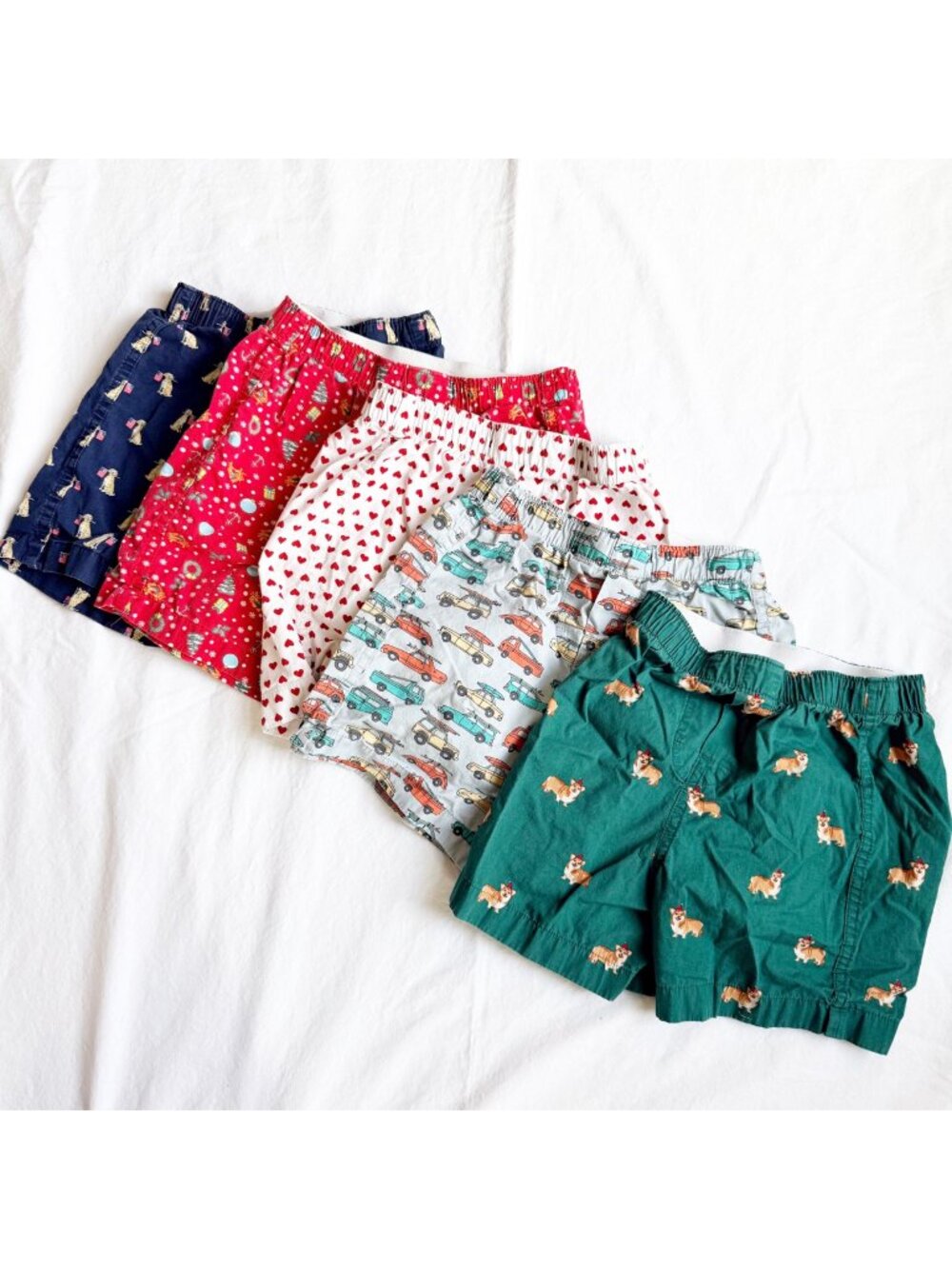 Crewcuts Bundle of 5 Boys Patterned Cotton Boxer Shorts size 6-7 Various Designs